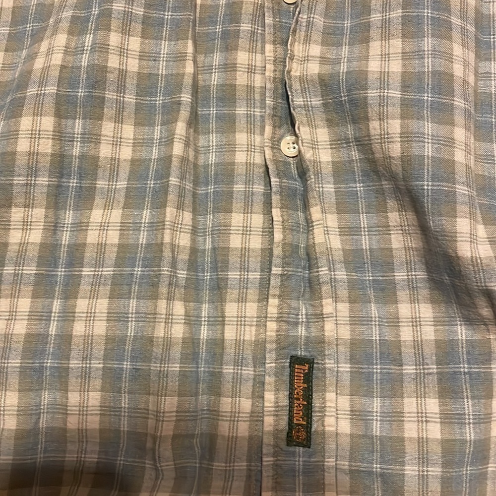 𝅺TIMBERLAND Weather Gear Mens Button‎ Down Short Sleeve Plaid Shirt Medium - Picture 3 of 11